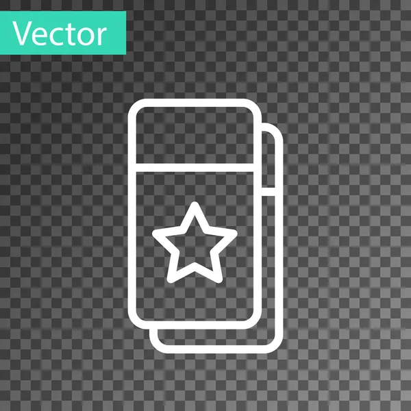 Weiße Linie Kinokarte Symbol isoliert auf transparentem Hintergrund. Vektor — Stockvektor
