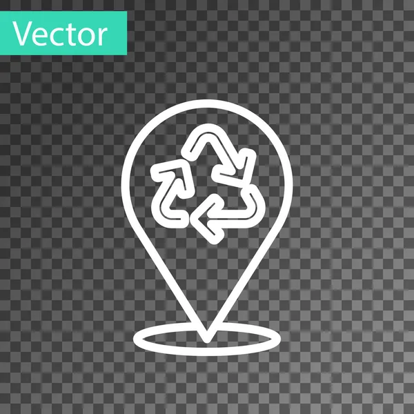 Weiße Linie Recycle Symbol Symbol isoliert auf transparentem Hintergrund. Kreisförmiges Pfeilsymbol. Umwelt recyclingfähig gehen grün. Vektor — Stockvektor