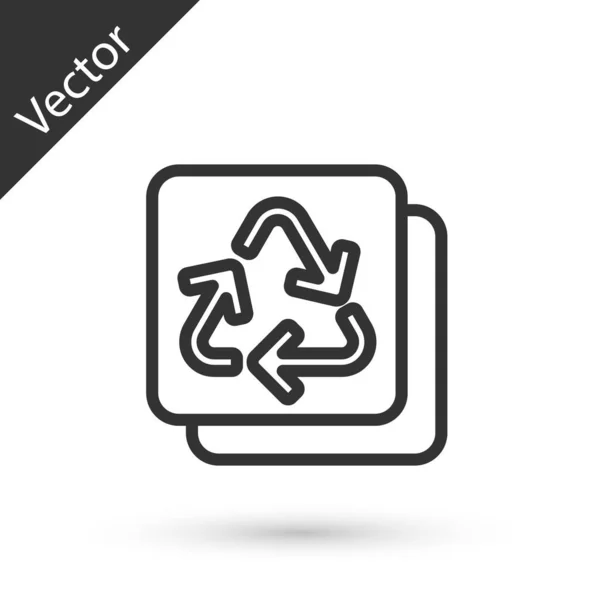 Linha cinza Ícone de símbolo de reciclagem isolado no fundo branco. Ícone de seta circular. Meio ambiente reciclável ficar verde. Vetor — Vetor de Stock