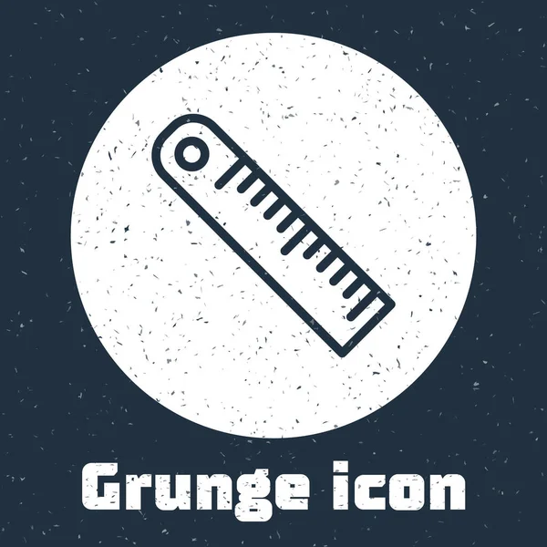 Grunge Line Ruler Symbol isoliert auf grauem Hintergrund. Geradliniges Symbol. Monochrome Vintage-Zeichnung. Vektor — Stockvektor