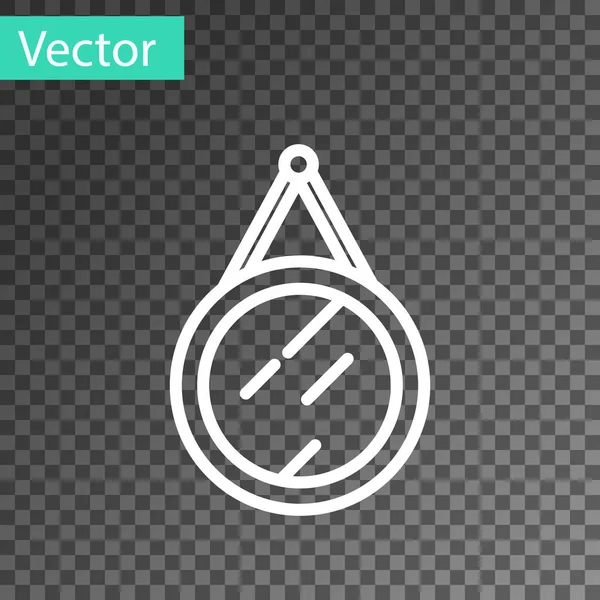 Línea blanca Icono de espejo aislado sobre fondo transparente. Vector — Vector de stock