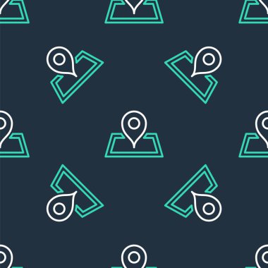 Harita kağıdındaki çizgi tutucu perspektif simgesinde siyah arkaplanda izole edilmiş kusursuz desen. Vektör