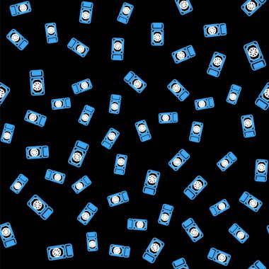 Çizgi basketbol bileti ikonu siyah arka planda izole edilmiş kusursuz desen. Vektör