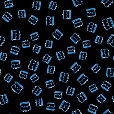 Çizgi Keki simgesi siyah arkaplanda izole edilmiş kusursuz desen. Doğum günün kutlu olsun. Vektör