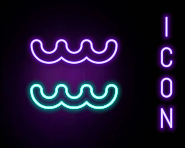 Zářící Neonová Čára Vodnář Znamení Zvěrokruhu Ikona Izolované Černém Pozadí — Stockový vektor