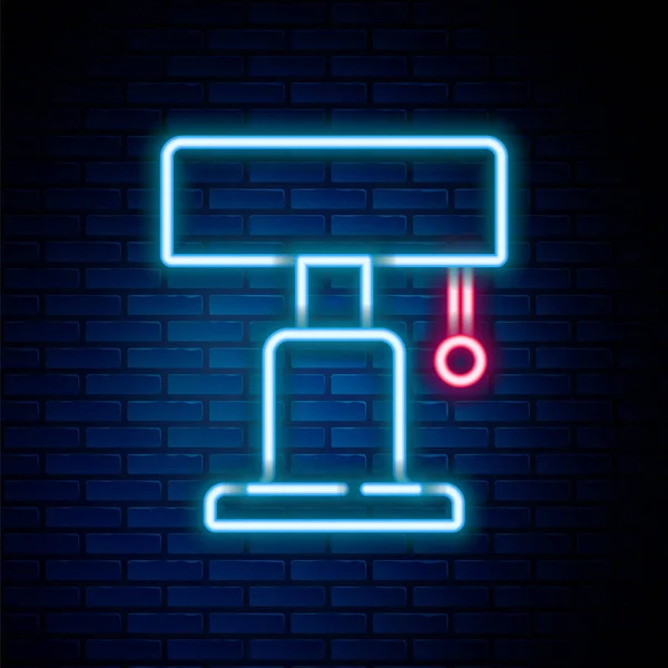 Leuchtende Neon Linie Tischlampe Symbol Isoliert Auf Backsteinwand Hintergrund Buntes — Stockvektor