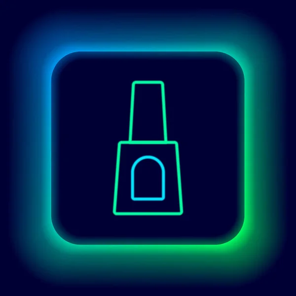 Leuchtende Neon Linie Flasche Nagellack Symbol Isoliert Auf Schwarzem Hintergrund — Stockvektor