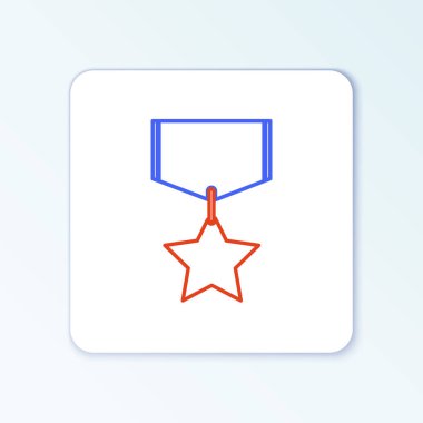 Beyaz arka planda askeri ödül ikonu var. Ordu işareti. Renkli taslak konsepti. Vektör