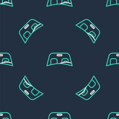 Çizgili araba ön cam simgesi siyah arka planda izole edilmiş. Vektör