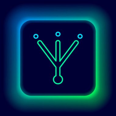 Parlayan neon çizgili Kuş ayak izi simgesi siyah arkaplanda izole edildi. Hayvan ayağı. Renkli taslak konsepti. Vektör