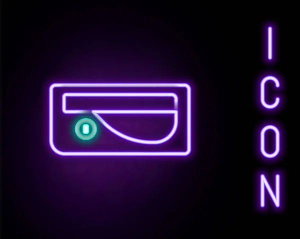 Linea neon luminosa Icona maniglia porta auto isolata su sfondo nero. Concetto di contorno colorato. Vettore — Vettoriale Stock