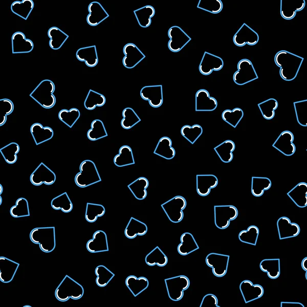 Línea Corazón icono aislado patrón sin costura sobre fondo negro. Símbolo romántico vinculado, unirse, pasión y boda. Símbolo de San Valentín. Vector — Vector de stock