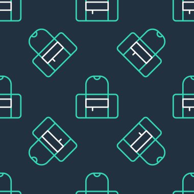 Çizgi Spor Torbası simgesi siyah arkaplanda izole edilmiş. Vektör