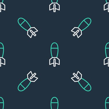 Roket fırlatıcısı ve füze ikonu siyah arka planda izole edilmiş. Vektör