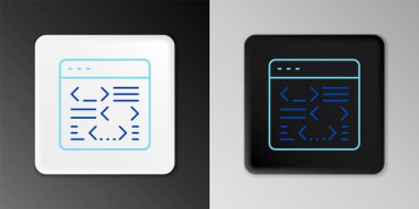 Çizgi Yazılım, Web Geliştirici programlama kodu simgesi gri arkaplanda izole edildi. Program kodunun rastgele bilgisayar betiği parçalarını Javascript et. Renkli taslak konsepti. Vektör
