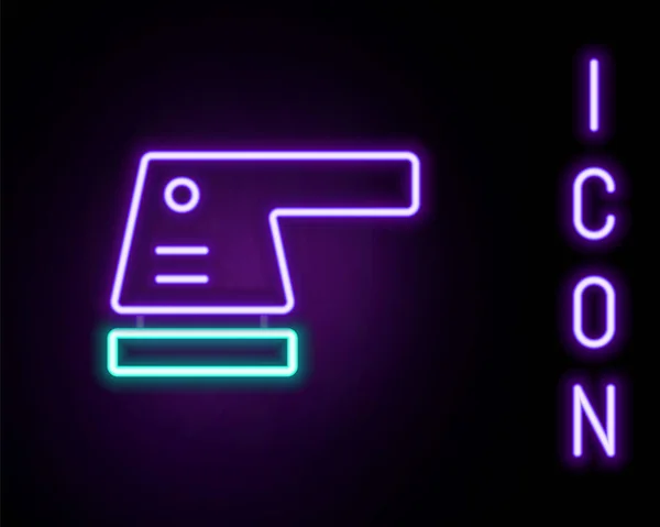 Leuchtende Neon-Linie Elektroschleifer-Symbol isoliert auf schwarzem Hintergrund. Umlaufschleifer. Für Boden- und Holzdielen Schleifpapier. Buntes Rahmenkonzept. Vektor — Stockvektor