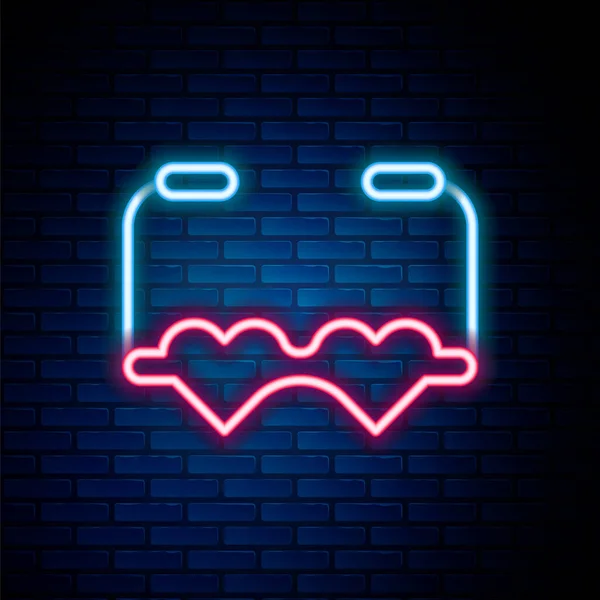 Glowing neon line Heart shaped love glasses icon isolated on brick wall background. Suitable for Valentine day card design. Colorful outline concept. Vector — Stock Vector