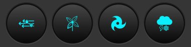 Rüzgarı ve yağmuru kar, fırıldak, kasırga ve şimşek ikonu ile ayarla. Vektör
