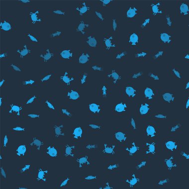 Yengeç, Kirpi Balığı, Ahtapot ve Balık 'ı kusursuz bir kalıba sokun. Vektör