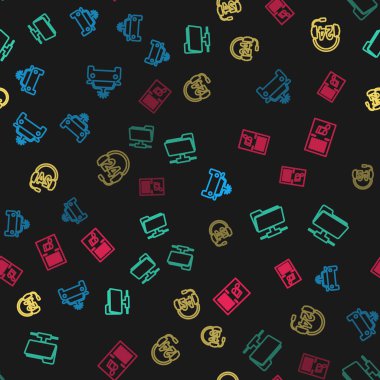 Polis arabası ve teşhirci, FTP klasörü, destek için kulaklık ve kusursuz şablona sahip bir müzik kitabı ayarla. Vektör