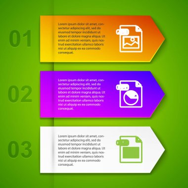 JPG dosya belgesi, PPT, XLS ve 3DS satırını ayarla. Ticari bilgi şablonu. Vektör