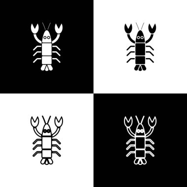 Istakoz simgesini siyah beyaz arkaplanda izole et. Vektör.