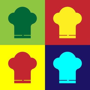 Pop Art Chef şapka simgesi renk arkaplanda izole edildi. Aşçılık sembolü. Aşçı şapkası. Vektör