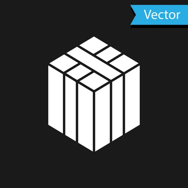 Bale blanco de icono de heno aislado sobre fondo negro. Vector — Vector de stock