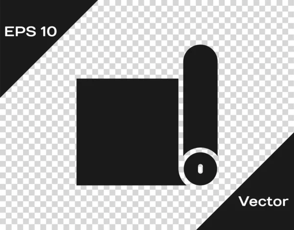 Das schwarze Fitness-Mattenrollsymbol ist auf transparentem Hintergrund isoliert. Yogamatte gerollt. Sportgeräte. Vektor — Stockvektor