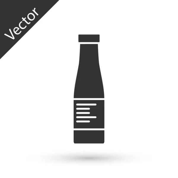 Ícone de garrafa de molho cinza isolado no fundo branco. Ketchup, mostarda e maionese garrafas com molho para fast food. Vetor. — Vetor de Stock