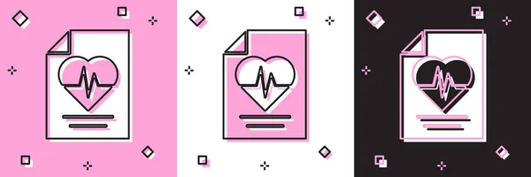 Set Ziektekostenverzekering pictogram geïsoleerd op roze en witte, zwarte achtergrond. Patiëntenbescherming. Beveiliging, veiligheid, bescherming, bescherming concept. Vector. — Stockvector