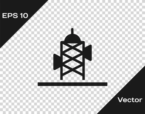 Ícone de antena preta isolado em fundo transparente. Rádio antena sem fios. Tecnologia e rede sinal de antena de rádio. Vetor — Vetor de Stock