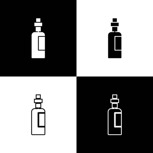 Conjunto Garrafa de ícone de azeite isolado em fundo preto e branco. Jarro com ícone de azeite. Vetor —  Vetores de Stock