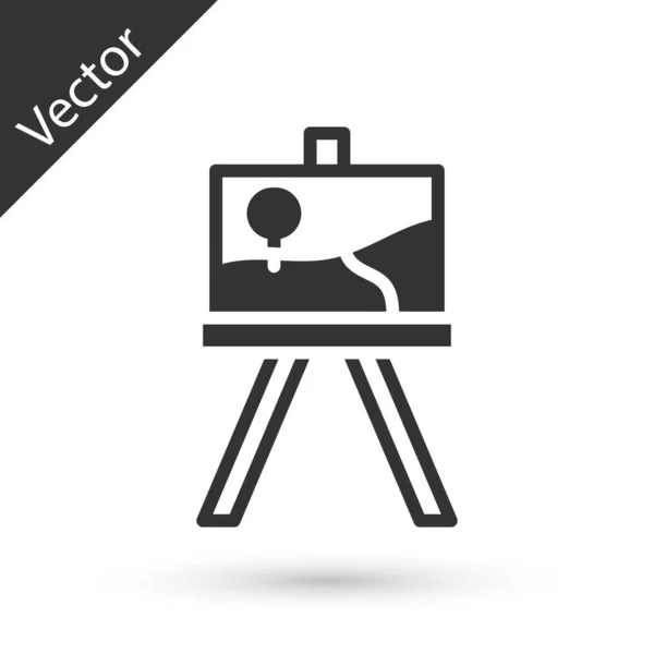 Szürke fa állvány vagy festészet művészeti táblák ikon elszigetelt fehér alapon. Vektor — Stock Vector