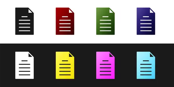 Impostare l'icona del documento File isolato su sfondo bianco e nero. Icona della lista di controllo. Concetto aziendale. Vettore — Vettoriale Stock