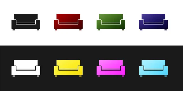 Set Sofá icono aislado sobre fondo blanco y negro. Vector — Archivo Imágenes Vectoriales