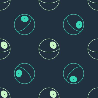 Yeşil ve bej gezegen ikonu mavi arkaplanda izole edilmiş pürüzsüz desen. Vektör