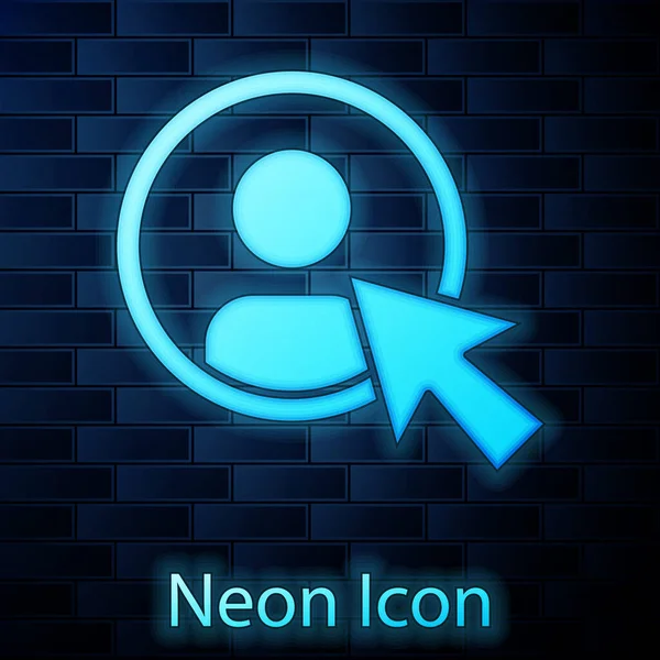 글로잉 네온 크리 이트 (Glowing neon Create) 계정 스크린 아이콘은 벽돌 벽 배경에 분리되었다. Vector — 스톡 벡터