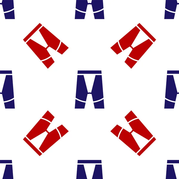 Niebieski i czerwony Ikona spodenek rowerowych odizolowany bezszwowy wzór na białym tle. Wektor — Wektor stockowy