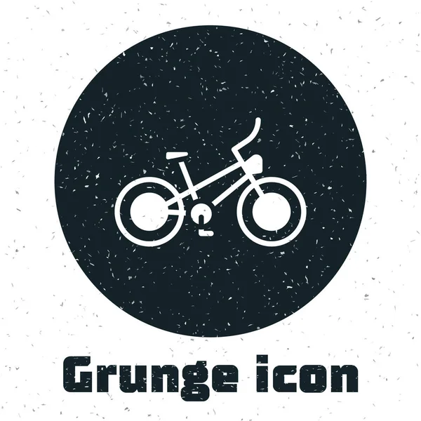 Grunge Bicycle icon isolated on white background. Bike race. Extreme sport. Sport equipment. Monochrome vintage drawing. Vector — Stock Vector