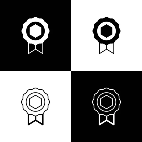 Fije el icono del premio Honey aislado sobre fondo blanco y negro. Medalla de miel. Vector — Archivo Imágenes Vectoriales