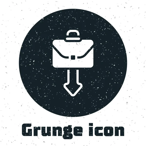 Значок Grunge Briefcase выделен на белом фоне. Деловой знак. Бизнес портфолио Монохромный винтажный рисунок. Вектор — стоковый вектор