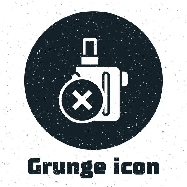 Grunge Elektronische sigarettenpictogram geïsoleerd op witte achtergrond. Vape roken gereedschap. Verdampingsapparaat. Monochrome vintage tekening. Vector — Stockvector