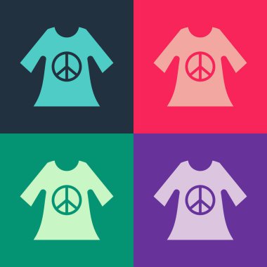 Pop Art Barış sembolü elbise baskı simgesi renk arkaplanında izole edilmiş. Vektör
