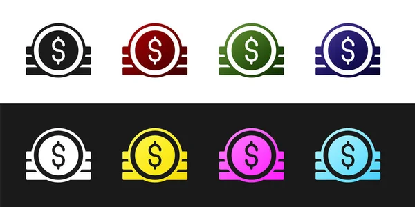 Definir ícone de moeda antiga isolado no fundo preto e branco. Vetor — Vetor de Stock