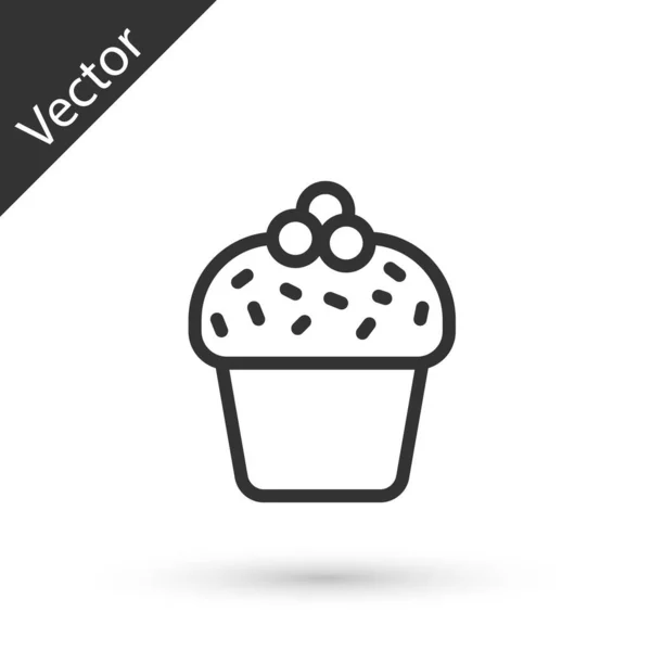 Graue Linie Cake Symbol isoliert auf weißem Hintergrund. Alles Gute zum Geburtstag. Vektor — Stockvektor