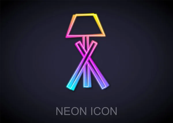Leuchtende Neon-Linie Stehlampe Symbol isoliert auf schwarzem Hintergrund. Vektor — Stockvektor