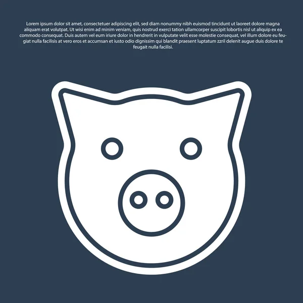 Ícone de porco de linha azul isolado no fundo azul. Símbolo animal. Vetor —  Vetores de Stock