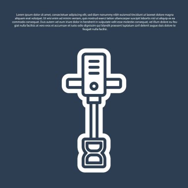 Mavi çizgili elektrikli el beton karıştırıcı ikonu mavi arka planda izole edilmiş. El yapımı elektrikli çimento karıştırıcısı. Vektör