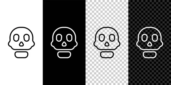 Set line Skull icon isolated on black and white, transparent background. Happy Halloween party. Vector — Stock Vector